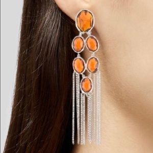 Gucci authentic earrings chandelier in sterling silver w amber color stones